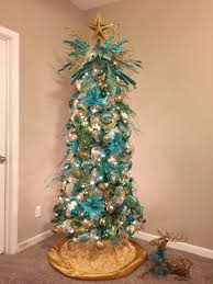Teal And Gold Christmas Tree In My Bedroom Turquoise Christmas Teal Christmas Gold Christmas Tree