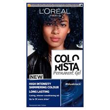 Try a temporary hair dye that washes out wth shampoo. L Oreal Colorista Blue Black Permanent Gel Hair Dye Sainsbury S
