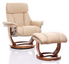 the mars genuine leather recliner swivel chair matching footstool in cream with cherry base leather recliner leather armchair recliner