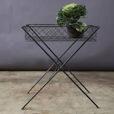 Metal Tray Table With Wire Basket Plant Stand Table Metal Tv Trays Metal Trays