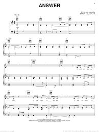 Ce titre, et surtout les remixes qui en ont été faits (notamment celui de dj tiesto ), l'ont rendue célèbre auprès des clubbers du monde entier. Mclachlan Answer Sheet Music For Voice Piano Or Guitar Pdf