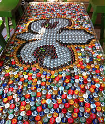 Epoxy Table With Fleur De Lis Using Beer Bottle Caps Epoxy Tafel