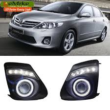 Eemrke Cob Angel Eyes Drl For Toyota Corolla Fog Lights H11 55w Halogen Bulbs Led Daytime Running Lights Kits Toyota Corolla Car Lights Running Lights