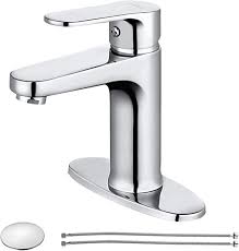 Soka Single Handle Bathroom Sink Faucet Stainless Steel With Deck Plate Supply Lines Pop Up Single Handle Bathroom Sink Faucet Faucet Bathroom Sink Faucets
