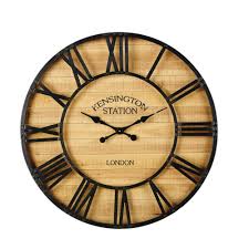 Horloge En Pin Et Metal Noir D92 Avec Images Metal Noir Horloge Horloge Murale Industrielle