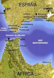 geographical name town and port at the strait of gibraltar on the rock of gibraltar; Map Gibraltar Malaga Strait Of Gibraltar Spain Travel