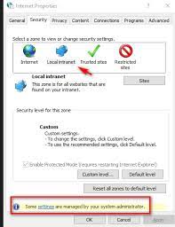 Error Some Settings Are Managed By Your System Administrator When Changing Security