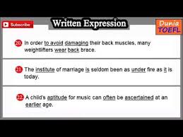 Jawaban toefl section 2 structure and written expression. Toefl Structure Written Expression Full Practice Test 71 With Answer Key Youtube