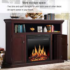 Fireplace accents have fun creating the fireplace environment that will bring you hours of pleasure with candles, rugs, log racks, hearth cabinets, dutch ovens, kettles, trivets or even a waterfall. Amazon Com Jamfly Electric Fireplace Tv Stand Wood Mantel For Tv Up To 55 Media Entertainment Center Fireplace Console Cabinet W Led Flames Storage Bin Touch Screen Remote Control 750w 1500w Dark Espresso Home