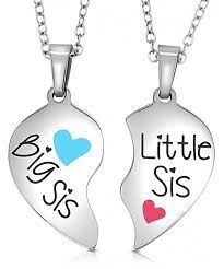 Matching Sisters Necklace Jewelry Friends Big Sis Blue Little Sis Pink Ci12n5rhryn Sister Necklaces For 2 Matching Sister Necklaces Jewelry Gift Sets