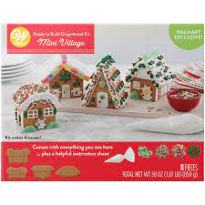 Gingerbread house mini village kit. Wilton Ready To Build Mini Village Gingerbread House Decorating Kit Walmart Com Walmart Com
