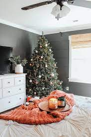 Holiday Home Tour Rhiannon Lawson S Bohemian Farmhouse Christmas Room Decor Holiday Room Christmas Room