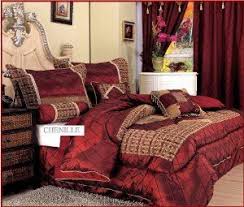 Burgundy Bedding Amazon Com 7 Pieces Burgundy Red And Gold Satin Chenille Comforter Burgundy Bedding Bed Bed Comforters