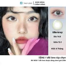 Kính áp tròng Zlens THÚY LENS cho mắt cận màu xám tự nhiên Elin Gray độ cận  0-8 độ