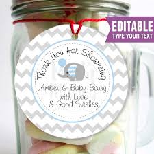 So, we made these thank you custom tags for the goody bags that she gave them. Thank You Elephant Favor Tag Printable Baby Shower Set Pk03 E100 Partymazing