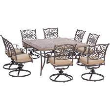 This dining set comes with a swivel chairs to add more comfort when sitting. Cambridge Seasons 9 Piece Aluminum Outdoor Dining Set With Tan Cushions 8 Swivel Chairs And Square Table Seas9pcswsq 8 The Home Depot
