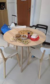 Round kitchen table and chairs ikea batchelor resort home ideas. Round Dining Table Ikea Lisabo Furniture Home Living Furniture Tables Sets On Carousell