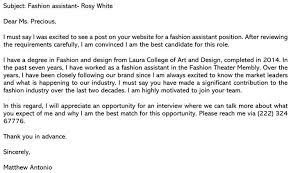 An example of a cover letter for a medical assistant. Fashion Assistant Cover Letter Sample And Email Example