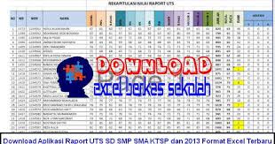 Sep 30, 2020 · contoh format raport uts k13 sd yang satu ini, tampilan aplikasi tersaji cukup sederhana, mudah dan berisi laporan tentang penilaian selama pelaksanaan penilaian tengah semester ganjil berlangsung, sehingga dapat memudahkan para dewan guru dalam memasukkan nilai hasil siswa selama mengikuti kegiatan. Download Aplikasi Raport Uts Sd Smp Sma Ktsp Dan 2013 Format Excel Terbaru Excel Berkas Sekolah