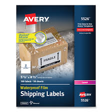 Printing at home can save money and time; Waterproof Shipping Labels With Trueblock Technology By Avery Ave5526 Ontimesupplies Com