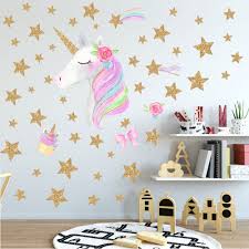 Unicorn mural in a little girl's bedroom in 2019 | kids. Unicorn Wall Decal Unicorn Wall Decor Stickers With Stars For Kids Rooms Unicorn Gift For Girls Boys Bedroom Nursery Home Party Wall Stickers Aliexpress