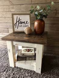 Farmhouse Style Chunky End Table Distressed Table Decor Living Room Farmhouse End Tables Rustic End Tables