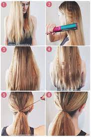 Try a large three barrel waving iron for beachy and full looking waves. Partially Crimped Ponytail Hair Crimper Crimped Hair Hair Styles