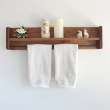 Freshen Up Your Bathroom Space With The Decorative Flair Of This Custom Made Oak Towel Rack Shelf Towel Rack Towel Rack Bathroom Rustic Bathroom Decor