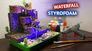 How To Make Amazing Waterfall At Home With Styrofoam Realistic Miniature Landscaping Youtube