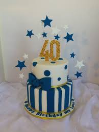 30th Birthday Cake For Him Blue 40th Two Tier White Navy Blue And Gold Birthday Cake Birthday Cake For Him Blue Birthday Cakes 90th Birthday Cakes