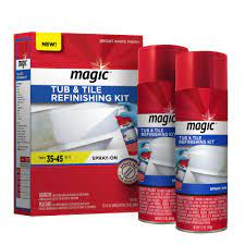 Tub and tile repair kit for bathtub ruibo restore tile refinishing surface fix upgraded 2 in 1 magic ceramic white easy operation without unpleasant smell waterproof fiberglass white. Magic 24 Oz Tub And Tile Refinishing Kit Spray 3188 The Home Depot