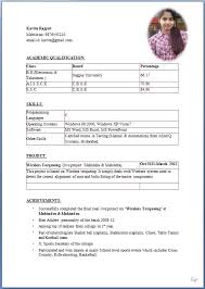 freshers resume format for computer