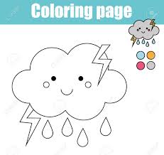 Plus coloriages dans le ciel. Coloriage Avec Le Caractere Mignon De Nuage Colorie L Activite De Dessin De L Image Jeu Educatif Pour Enfants D Age Prescolaire Theme De La Meteo Activite Pour Enfants Imprimable Clip Art Libres De Droits