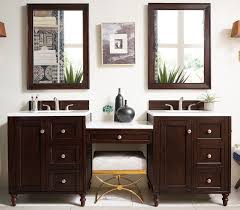 Add style and functionality to your bathroom with a bathroom vanity. James Martin Copper Cove Encore Collection 86 Double Vanity Set Burnished Mahogany With Makeup Table 3 Cm Carrara Marble Top