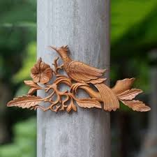 Bird In Hand Marketplace Wood Relief Panel Balinese Myna Bird In 2020 Wood Carving Patterns Carving Hand Carved