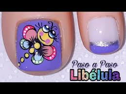Diseño de uñas para pies flores y rosas sencillas flowers nail art. Decoracion De Unas Para Pie Libelula Diseno De Unas Pie Libelula Como Dibujar Una Libelula En Unas