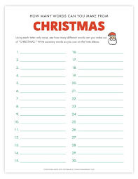 Words beginning with the consonant m. How Many Words Can You Make Out Of Christmas Free Printable Game