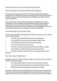 I can not use fire as the city codes prevent it. Calameo Pest Control Essay Excellent And Powerful Help For Students