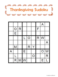 Create a themed printable word sudoku puzzle at either 9x9 or 4x4. Thanksgiving Word Sudoku Thanksgiving Words Sudoku Brain Teasers