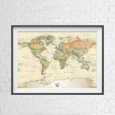 Details About Miller Projection World Map Wall Chart Poster Picture Print Size A5 To A0 New