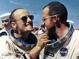 File:Charles "Pete" Conrad and Gordon Cooper joking after landing of Gemini  5.jpg