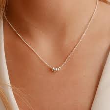 Minimal Necklace Sterling Silver Necklace Beaded Necklace Delicate Necklace Dainty Silver Necklace Simple Delicate Silver Necklace Silver Boho Necklace