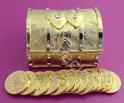 Gold Double Heart Treasure Chest Wedding Arras Box Unity Coins Arras De Boda Weddings Bride Bridal Mexican Unit Treasure Chest Wedding Unity Coins Arras