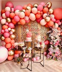 Learn how to make the perfect balloon decorations for your next party or event! For The Of Parties On Instagram Beautiful Color Combo By Elari Events Coral Gold Balloon Coral Party Backdrops For Parties Quinceanera Decorations