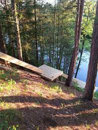 Building Stairs On A Steep Slope Landscape Stairs Lake Landscaping Outdoor Stairs