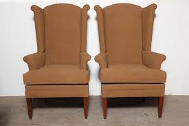 Seat measures 20 w x 19 d x 18.5 h; Pair Of Tall Narrow Mid Century Camel Highback Wingback Chairs At 1stdibs