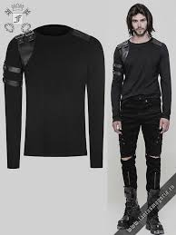 Black And White Long Sleeve Top Mens The Guard Men S Longsleeve Top Punk Rave T 513 Fantasmagoria Shop Retail Wholesale Gothic Clothes And Accessories Long Sleeve Tops Men Fashion Alternative Fashion Indie