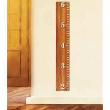 Oak Wood Ruler Height Chart Wall Decal