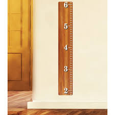 oak wood ruler height chart wall decal