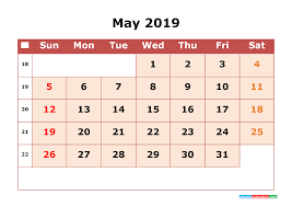 Blank Calendar May 2019 Printable Printable Calendar Template Planner Calendar Printables Calendar Template